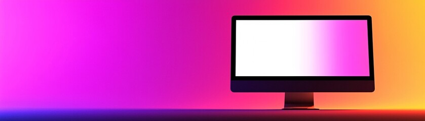 Obraz premium Modern website mockup on a desktop screen, with ample copyspace for promotional content, placed against a dark gradient background