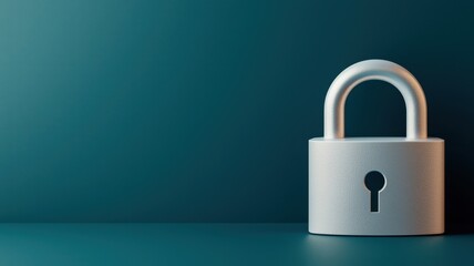 Immediate Security Concept A close-up of a silver padlock on a teal background, symbolizing security and protection.