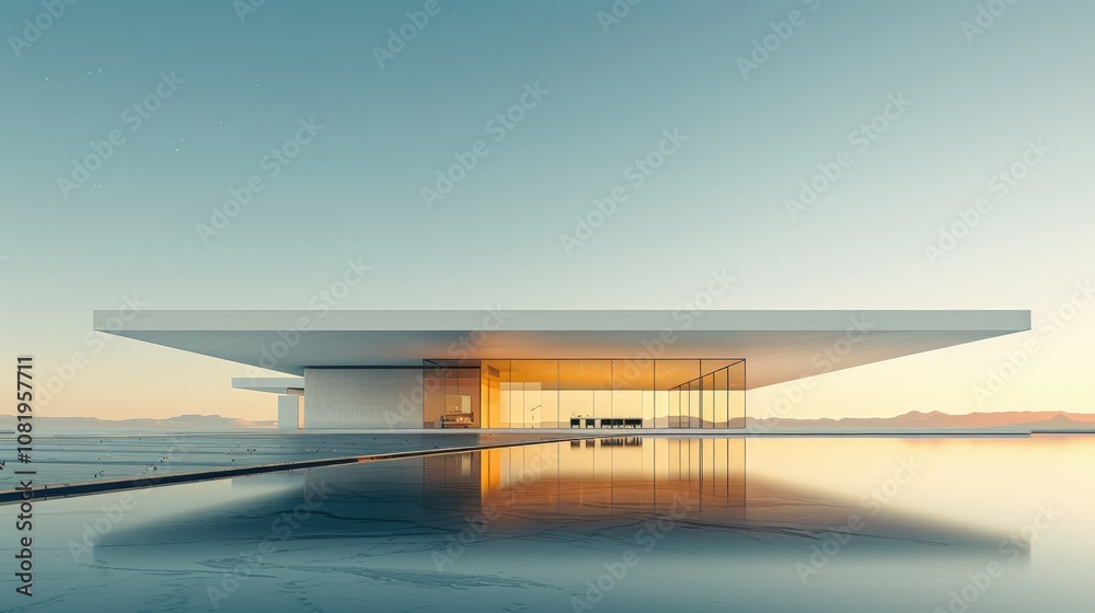 Poster Minimalist architecture with large open spaces