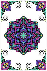 Colorful zentangle mandala. Vibrant Spiritual background with Moroccan, Islamic, Arabic, Indian, and Ottoman Influences. 