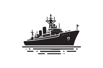 navy ship vector silhouette isolated in white background