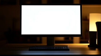 Laptop with white blank screen isolated on white background, white aluminium body