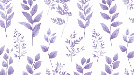 Fototapeta premium Retro purple leaf plant pattern illustration poster background