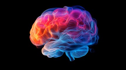 Abstract Brain Illustration in Red and Blue