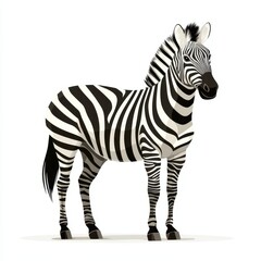 Fototapeta premium Illustration of a Striped Zebra on a White Background