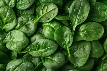 Fototapeta premium Fresh Green Spinach Leaves Healthy Organic Raw Vegetable