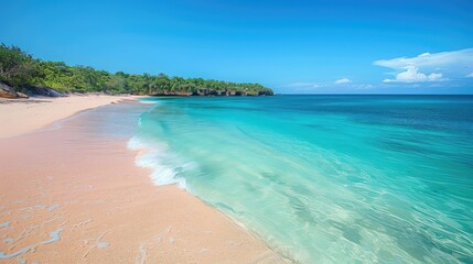 Obraz premium Pristine beach with crystal-clear turquoise waters