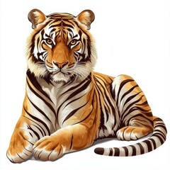 Fototapeta premium Majestic Tiger in Vibrant Illustration