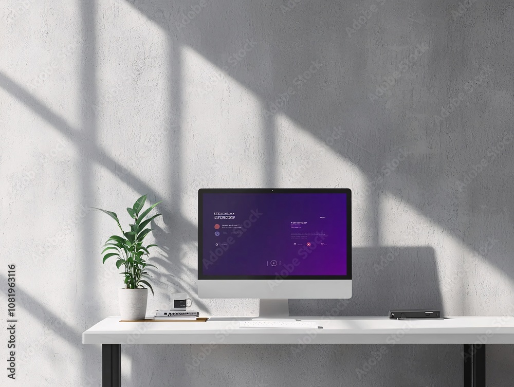 Poster professional presentation mockup of a desktop screen displaying a clean user interface with space fo