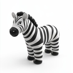 Cute cartoon zebra toy on white background