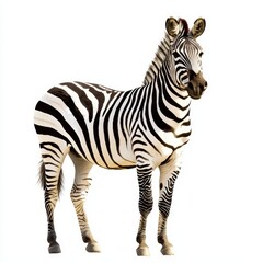 Striking Zebra Portrait on White Background