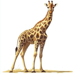 Naklejka premium Cute Cartoon Giraffe with Unique Patterns and Expression