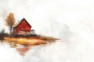 Country house, illustration, copyspace