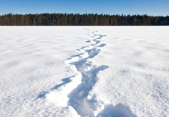 Beautiful Winter Landscape with Pristine Snow and Bright Sun