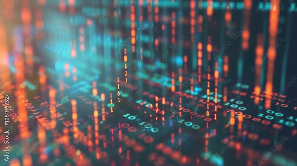 Leinwandbilder abstract money growth with digital binary codes forming a rising chart