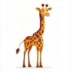 Fototapeta premium Cute Cartoon Giraffe Standing in a Playful Pose