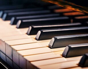 close up, macro shot of a piano tuts keyboard