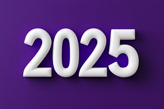 The image is a close up of the number twenty-five written in white on a purple background. The white letters are outlined in black, giving the image a bold and striking appearance