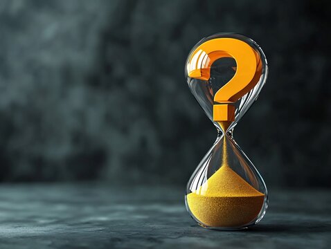 Hourglass with Falling Sand Forming a Question Mark   Symbolizing Time Life and Uncertainty