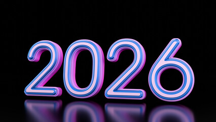 Premium number christmases. wish you a Happy new year 2026. 3d rendering premium background