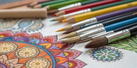 Obraz premium Vibrant Doodle Art Material Background in Macro Photography Style Featuring Colorful Textures and Artistic Tools for Creative Projects and Designs