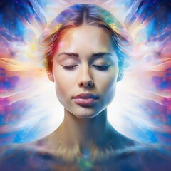 minimalistic yet highly detailed image of a serene face