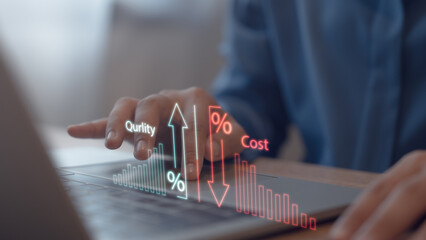 Cost and quality control business strategy and project management concepts to reduce effective business costs.
