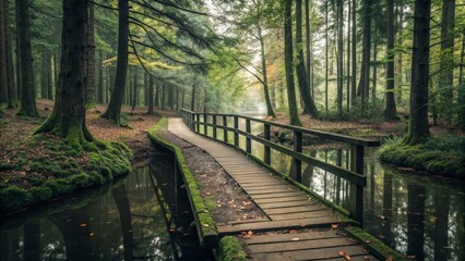 Obraz premium wooden bridge in the forest