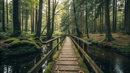 wooden bridge in the forest