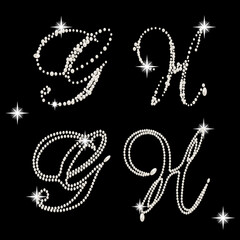 Capital Letters of English alphabet romantic with pearls