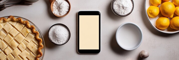 Lemon Pie Baking: Ingredients & Crust, Flat Lay