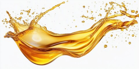 Fototapeta premium golden oil splashes on white background