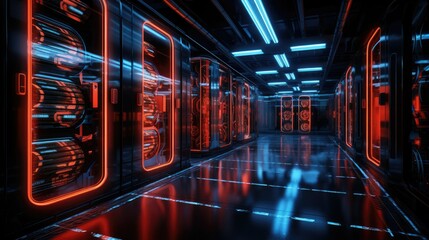 server room, data cloud storage, big databases center