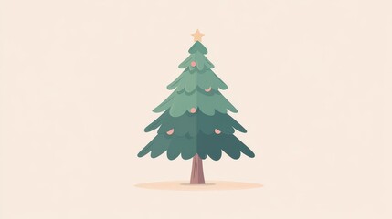 Obraz premium Christmas Tree Illustration with Star and Ornaments