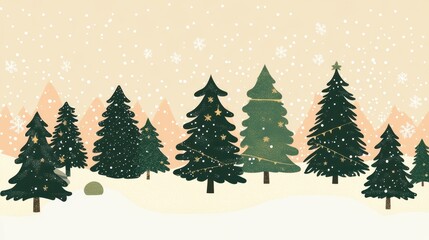Fototapeta premium Cozy Winter Forest with Snow and Holiday Decor