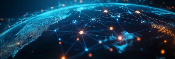Obraz premium Global Network Connections: A Digital World Map