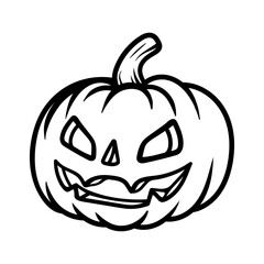 cartoon of scary pumpkin halloween isolated drawing coloring line art style sketch classic vintage design illustration
