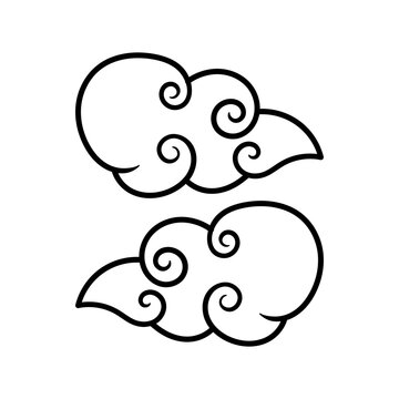 recommend clip art: fun cartoon of two cloud isolated drawing coloring line art style sketch classic vintage design illustration