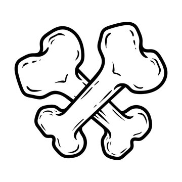 recommend clip art: fun cartoon of crossed bone isolated drawing coloring line art style sketch classic vintage design illustration