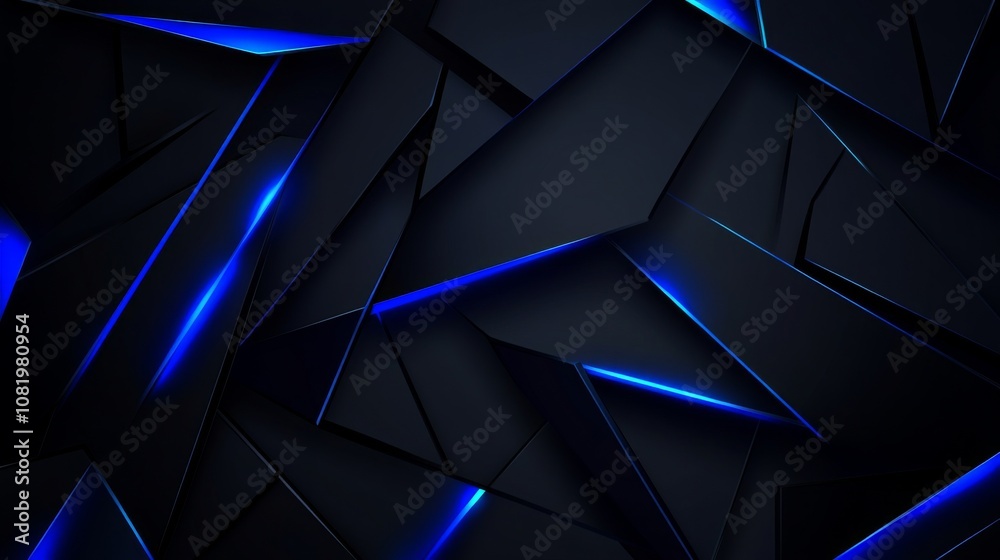 Leinwandbilder abstract modern geometric background design with dynamic sharp shapes and striking blue light accent