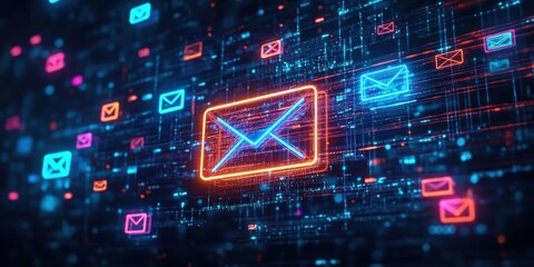 Obraz premium New email notification concept for business e-mail communication and digital marketing. Inbox receiving electronic message alert.