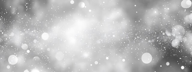 Naklejka premium white and silver glitter background with space for text, white and grey glitter bokeh . white bokeh blur circle variety Dreamy soft focus wallpaper backdrop,Christmas snow or anniversary banner,
