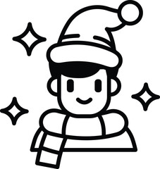 A cartoon man wearing a hat and a scarf