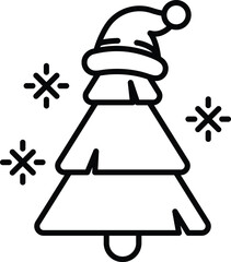 A cartoon tree with a hat and a snowflake on it