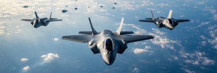 F-35 Lightning II Fighter Jets in Formation Flight