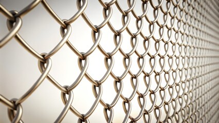 Fototapeta premium Chain Link Fence Isolated on White Background - Perfect for Backgrounds, Textures, and Design Projects Featuring Industrial Elements and Minimalist Aesthetics