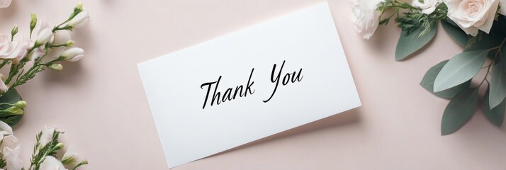 Elegant Thank You Card with White Flowers