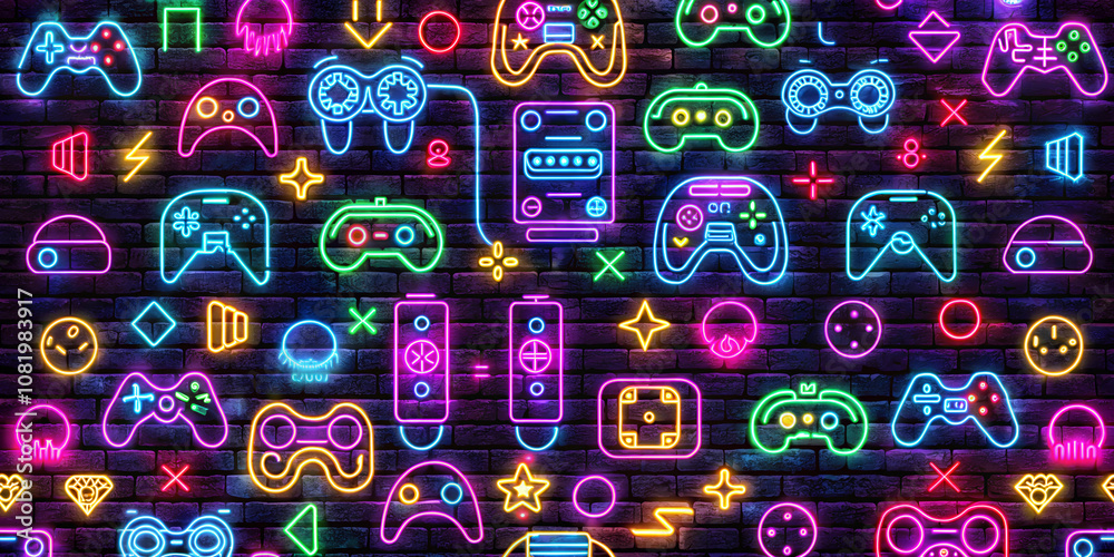 Wall mural neon wallpaper gamer