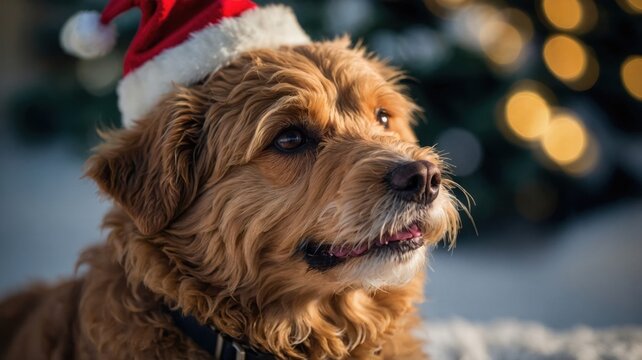 christmas portrait of a puddel dog