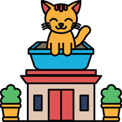 Illustration of an animal Hospital in line drawing style